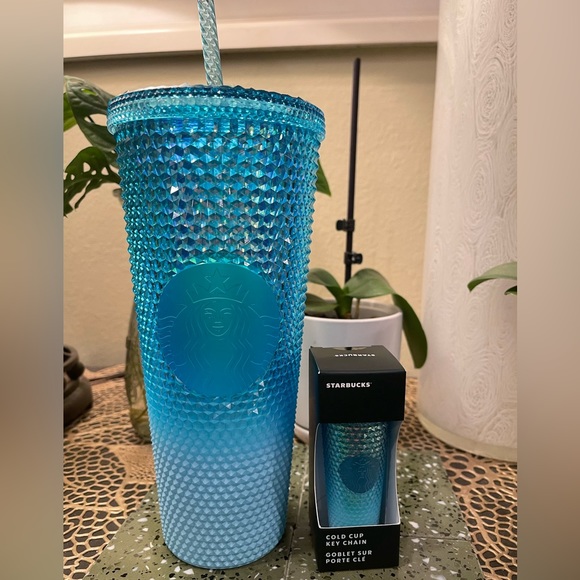 Starbucks Other - NWT Starbucks Spring Aqua splash ombré 24oz tumbler with matching key chain